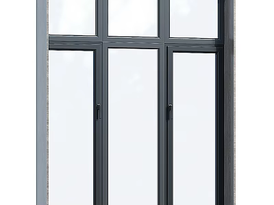 Modern Casement Window Design With Black Frame And Clear Glass Panels 3d model