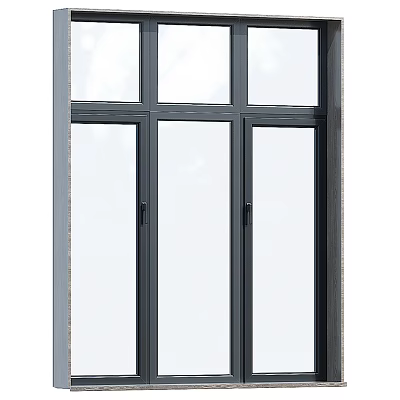 Modern Casement Window Design With Black Frame And Clear Glass Panels 3d model