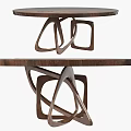 Modern Wooden Coffee Table With Round Top And Unique Geometric Base Structure 3d model