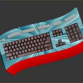 Colorful Designed Computer Keyboard With Blue Red Base And Black Functional Keys