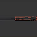 Red And Black Pistol With Suppressor Rail Grip And Tactical Sight