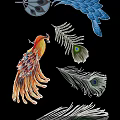 Peacock Feather Decorative Pendant Ornaments With Blue And Colorful Feather Designs