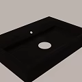 Black Rectangular Modern Washbasin With Glossy Surface And Central Drain