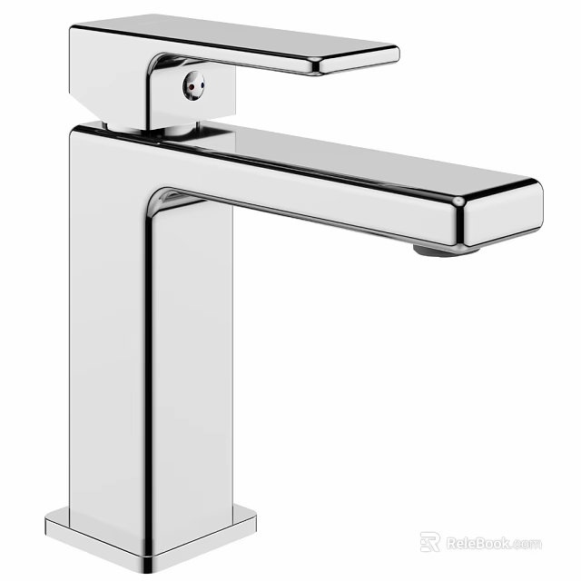Sleek Modern Chrome Bathroom Faucet With Single Handle And Minimalist Design 3d model 