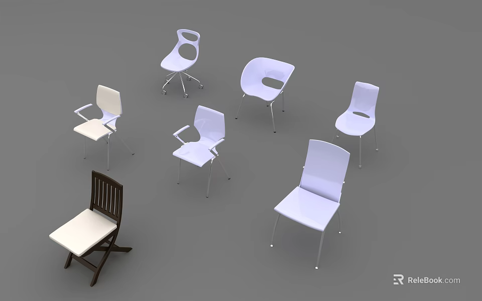 Modern Leisure Chairs With Various Designs Different Colors And Sleek Lines 3d model 