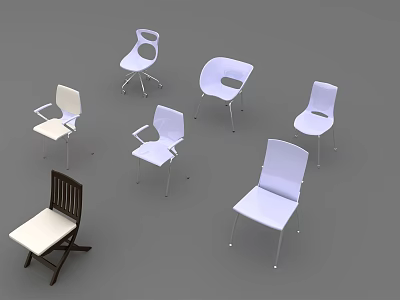 Modern Leisure Chairs With Various Designs Different Colors And Sleek Lines 3d model
