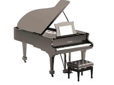 Musical Instrument Modern Grand Piano Musical Instrument Black Solid Wood 3d model