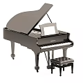 Elegant Black Piano With Music Stand And Matching Bench For Musical Practice
