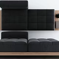 Modern Black Sectional Sofa With Wooden Base And Comfortable Design 3d model