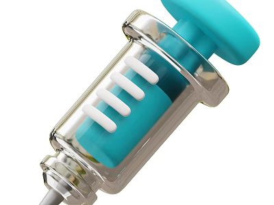 Transparent Medical Syringe With Blue Plunger And Clear Barrel For Medical Use 3d model