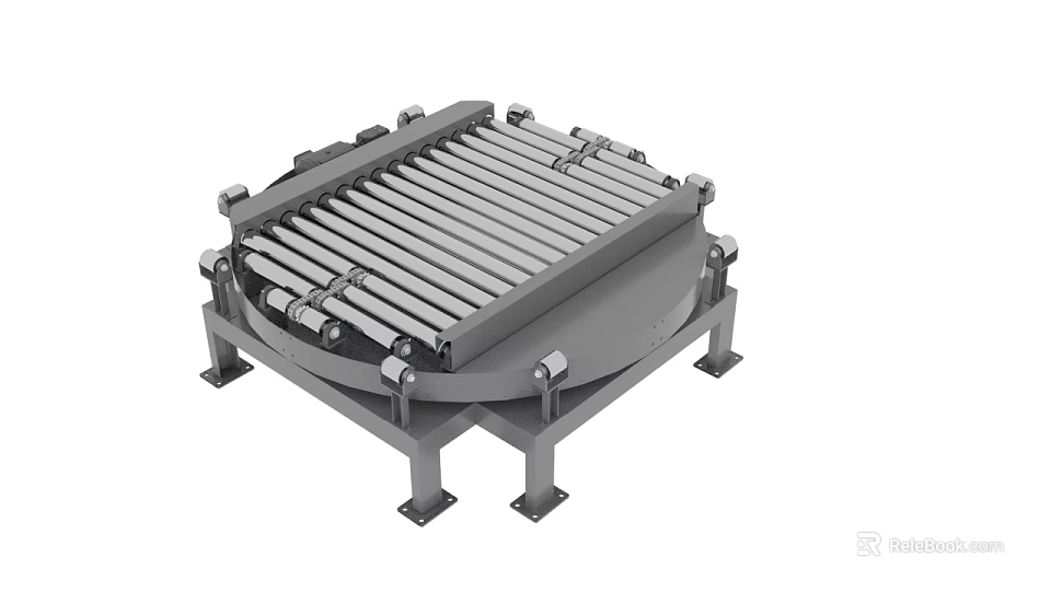 Industrial Roller Conveyor Platform With Metal Frame And Support Legs 3d model