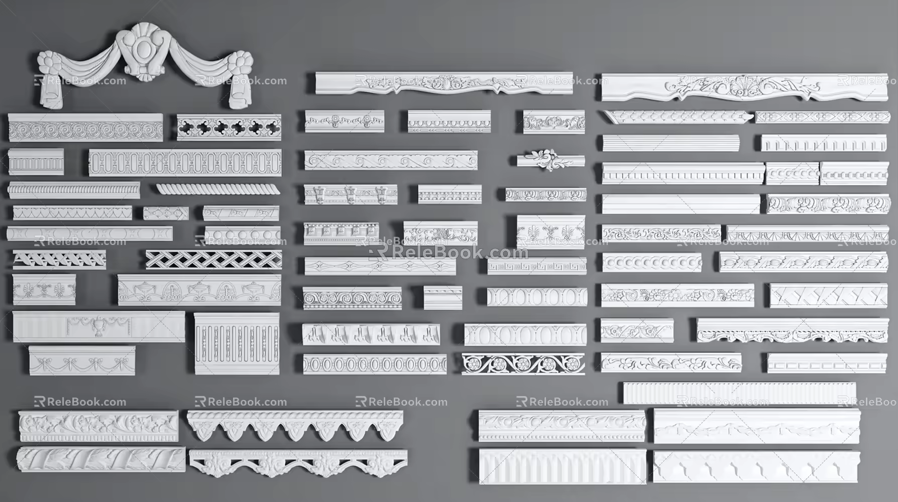 European-style gypsum line ceiling corner line combination 3d model