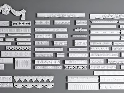 Decorative Gypsum Cornice Molding Various Ornate Designs For Wall Ceiling Decoration 3d model
