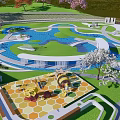 Lush Park Landscape Featuring Curved Water Ponds Green Lawns And Colorful Trees