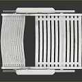 Modern White Folding Chair With Wooden Slat Backrest And Seat Armrests On Dark Background
