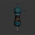 Futuristic Blue Sci Fi Weapon With Coiled Grip Spiked Tip And Sleek Design