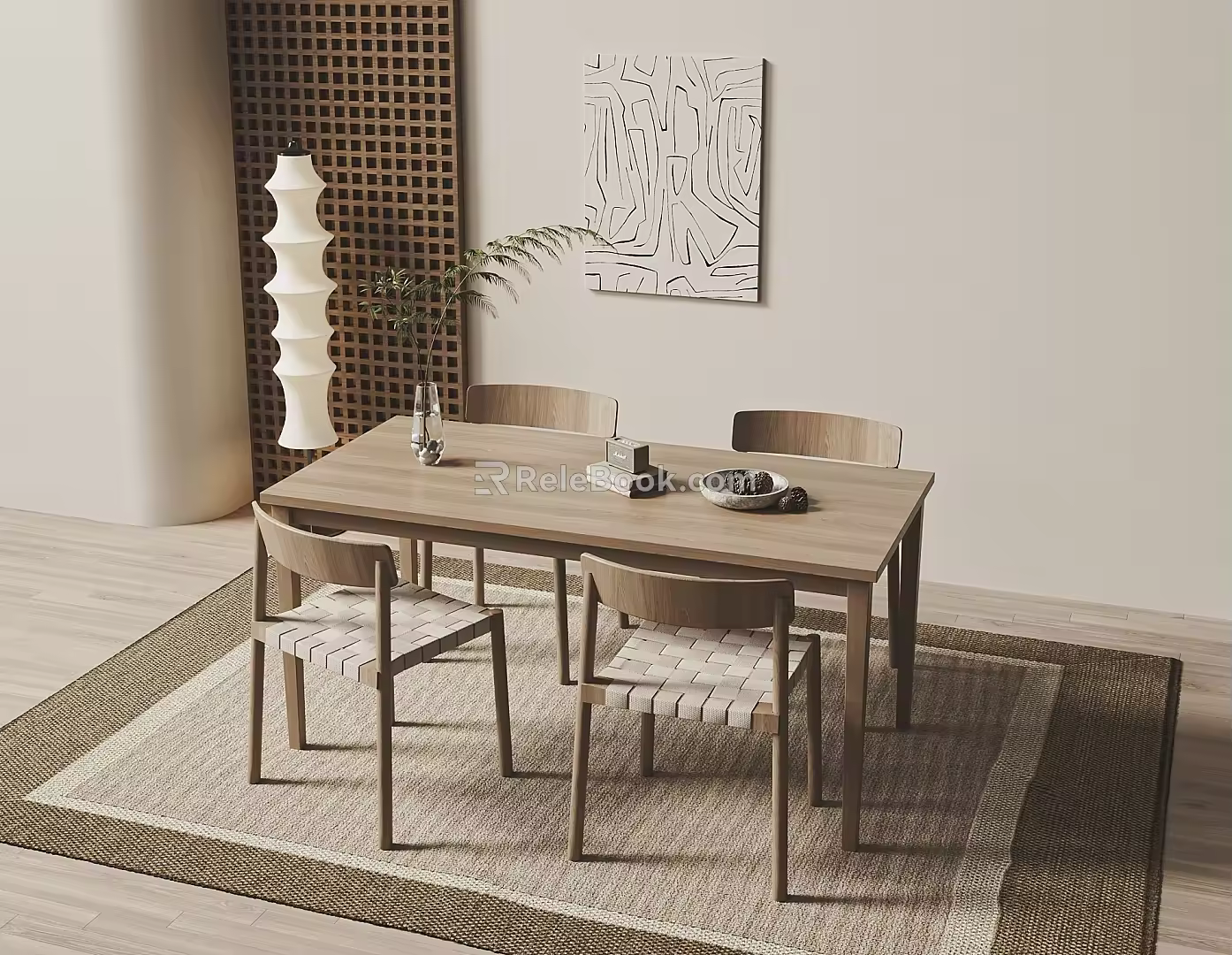 Dining table and chair combination 3d model