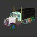 White Cab Black Bed Dump Truck With Multiple Wheels 3D Render Model 3d model