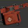 Red Mechanical Robot With Industrial Legs And Vintage Arm Design