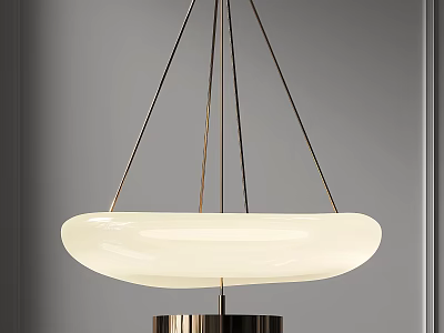 Modern Minimalist Pendant Light With White Circular Shade And Metallic Brass Suspension Rods 3d model