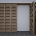 Wooden Louvered Folding Doors Open Design for Interior Space with Natural Wood Color