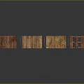 Four Vintage Wooden Pallets With Metal Hooks Arranged In A Row On Dark Background