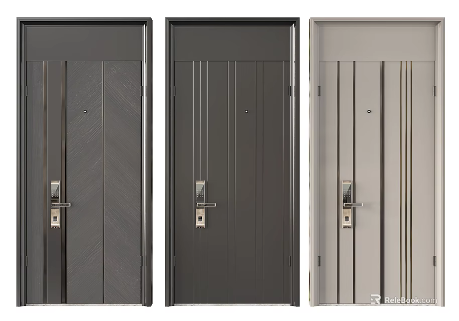 Modern Security Doors With Sleek Design Multiple Colors And Secure Lock System 3d model