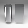 Modern Silver Refrigerator Freezer Units with Cylindrical and Rectangular Shapes 3d model