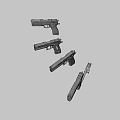 Modern Multiple Pistols With Black And Red Components And Long Barrels Design 3d model