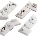 Modern White Sectional Sofa With Multiple Layouts And Soft Pillows 3d model