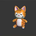 Cute Cartoon Style Orange And White Cat Doll With Pink Ears Smiling Expression Sitting Pose