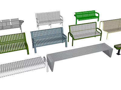 Various Styles Outdoor Chairs With Different Colors And Modern Designs For Garden 3d model
