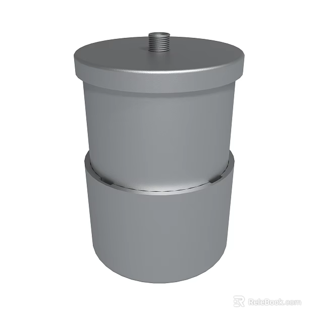 Gray Cylindrical Industrial Metal Component With Threaded Top And Smooth Surface 3d model 
