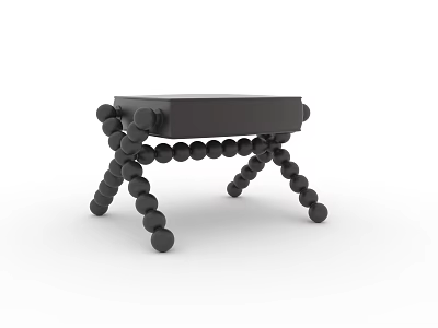 Black Stool With Flat Seat And Unique Ball Shaped Legs Design 3d model