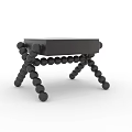 Black Stool With Flat Seat And Unique Ball Shaped Legs Design