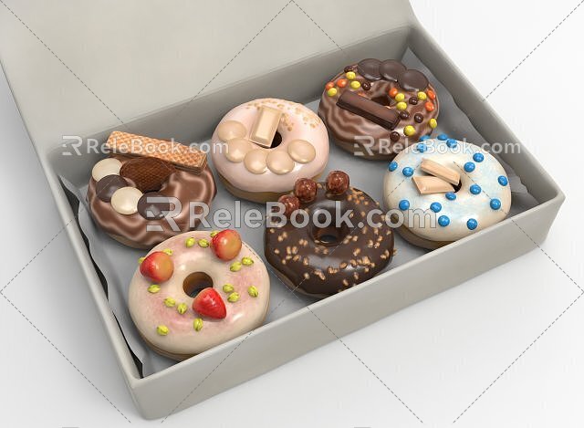 Donut Food Dessert Cake 3d model