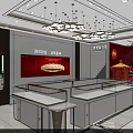 Elegant Jewelry Store Interior With Glass Display Cases And Chandeliers