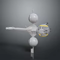 Futuristic 3D Model Structure With Spherical Components Transparent Cabin And Yellow Trim Connecting Arm