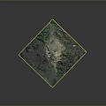 Detailed 3D Topographic Terrain Model With Mountain Green Vegetation And Lake