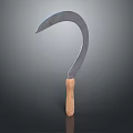 Professional Sickle Hardware Tool with Sharp Metal Blade and Wooden Handle