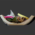 Tasty Grilled Fish Served with Lemon Slice Green Leaf and Pink Decoration on Wooden Plate