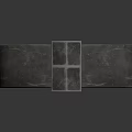 Arched Furniture Panel With Gray Textured Frame And Orange Geometric Design