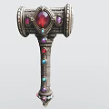 Hammer Shaped Ornament Decor Set With Colorful Gemstones And Metal Craft
