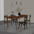 Modern Dining Room With Wooden Table Chairs Pendant Lights And Vase