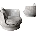 Elegant Modern Gray Single Sofa With Curved Design And Comfortable Cushion 3d model