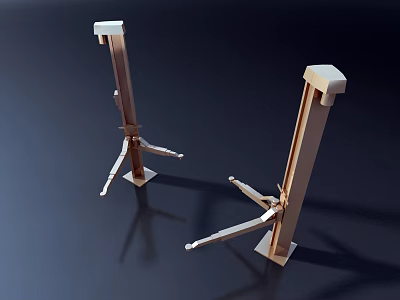 Two Metal Hardware Tools Support Brackets With Square Top Base And Foldable Legs 3d model
