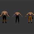 Shirtless Male Characters 3D Models With Various Pants And Shoes