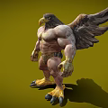 Eagle Headed Humanoid Creature With Muscular Body Large Wings Golden Chest Decorations And Sharp Claws