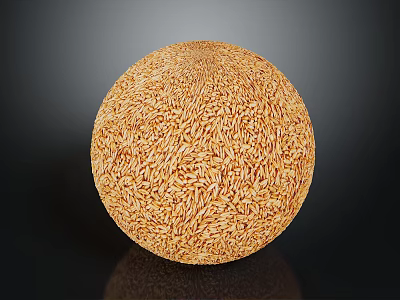Round Grain Sphere Made Of Oats On Black Background With Shiny Surface 3d model