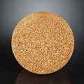 Round Grain Sphere Made Of Oats On Black Background With Shiny Surface